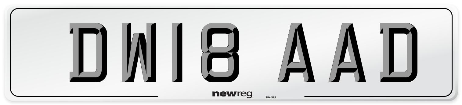DW18 AAD Number Plate from New Reg